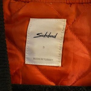 Subdued Black Bomber Jacket with Orange Interior Size S